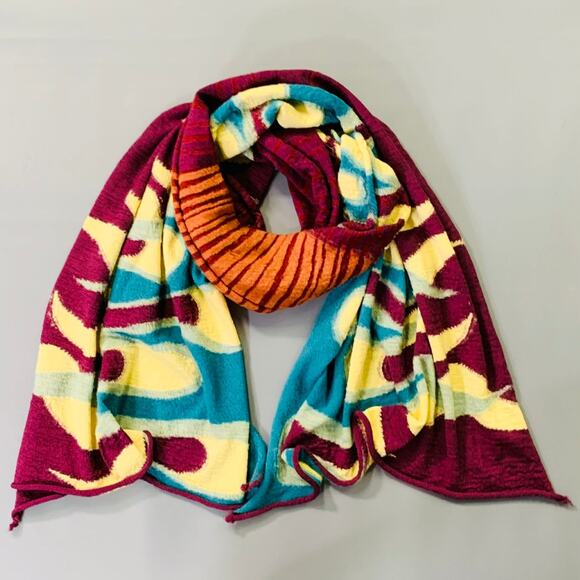 KAPITAL Multi Color Flames Cars Wool Scarf - Picture 2 of 6